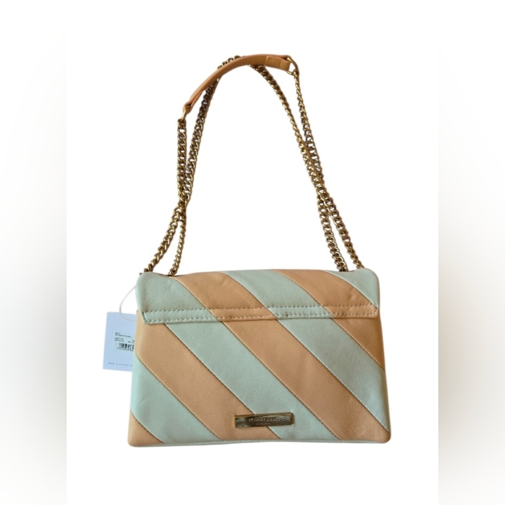 Kurt Geiger Cream and Peach Striped Two- Way Shoulder/Crossbody Bag - Picture 5 of 14